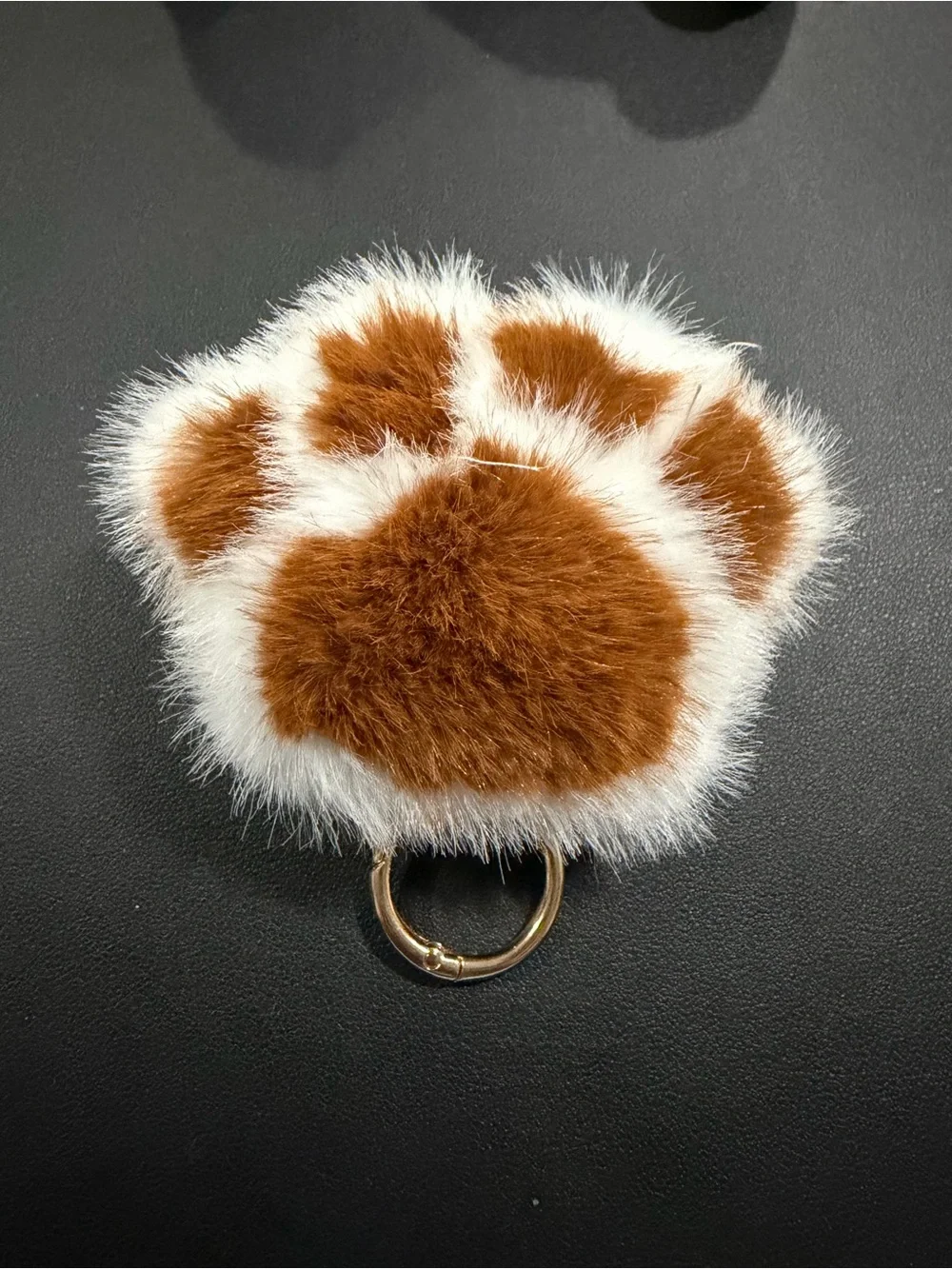 Plush Paw Keychain Card & Key Holder in White and Brown